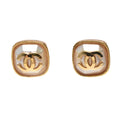 Chanel Double C Gold MOP Stud Earrings